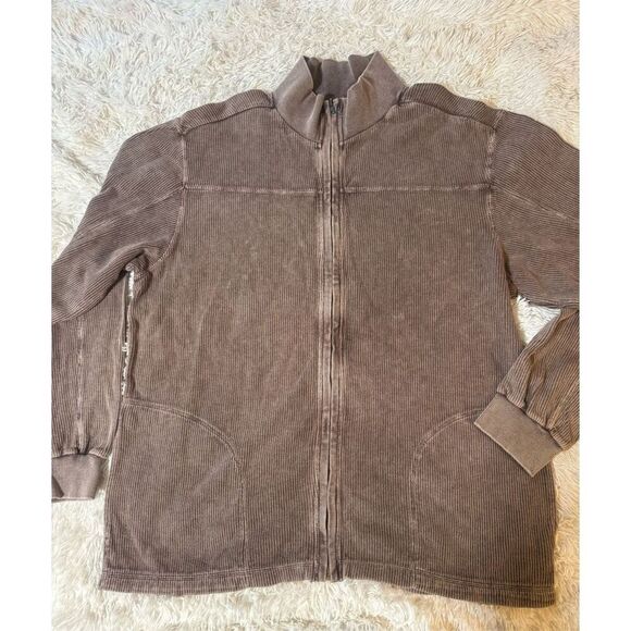 Weekendz off men long sleeve fudge zip up knit ribbed sweater L - Picture 1 of 7